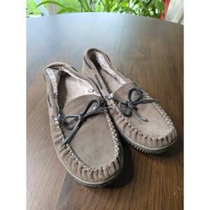 George Men's Camo Genuine Leather Trapper Moccasin Slippers Size U.S. 7-8